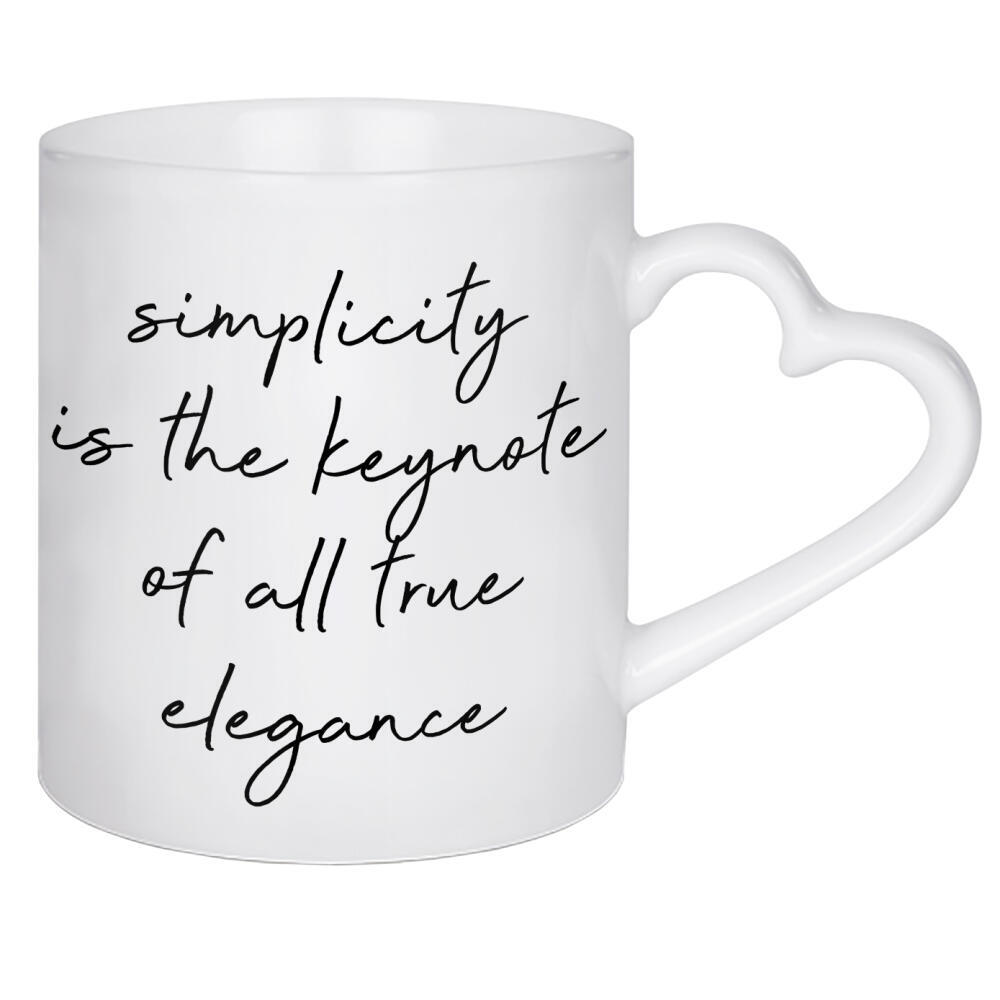 Herztasse "Simplicity Is The Keynote" artboxONE - Typografie,Schwarzweiß - Simplicity,Elegance,Einfach