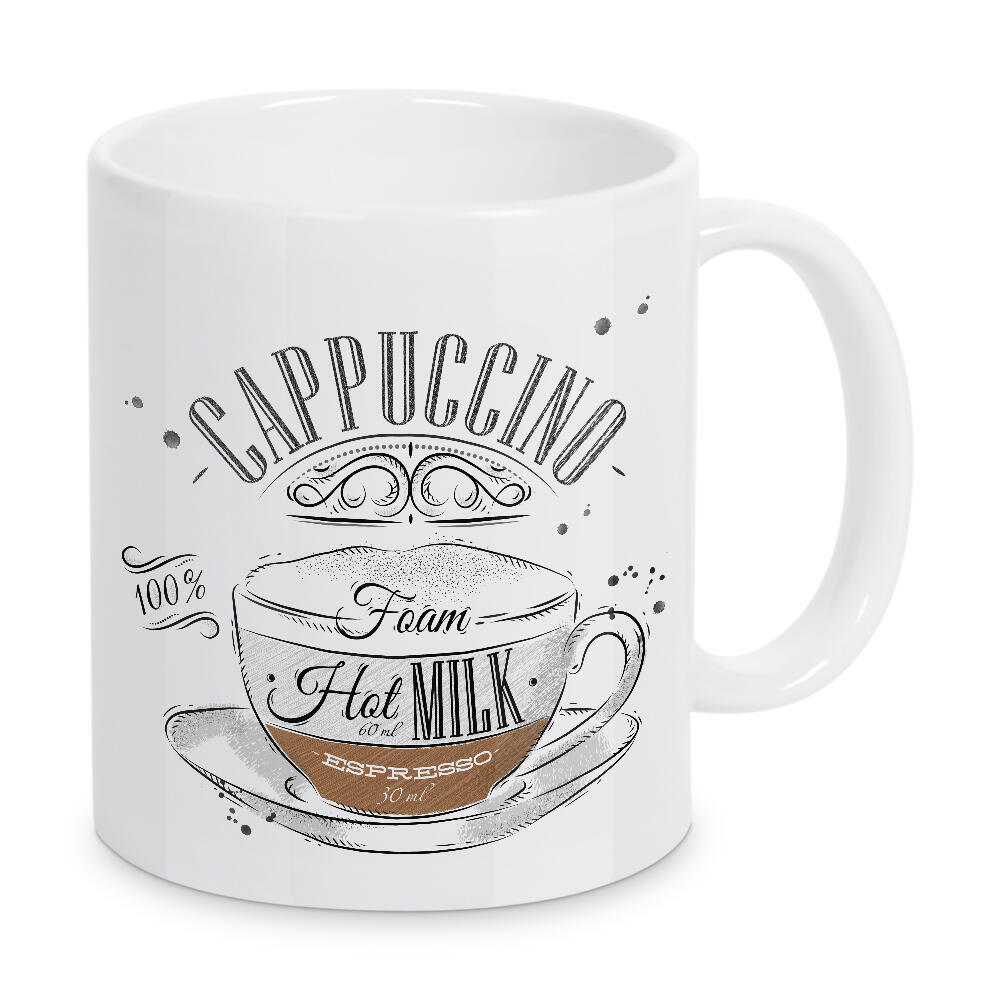 Tasse "Coffee cappuccino wood" artboxONE - Essen & Trinken - Coffee,Cafe,Drink,Cup,Retro,Vintage,Ingredients,Caffeine,Espresso,Latte,Cappuccino