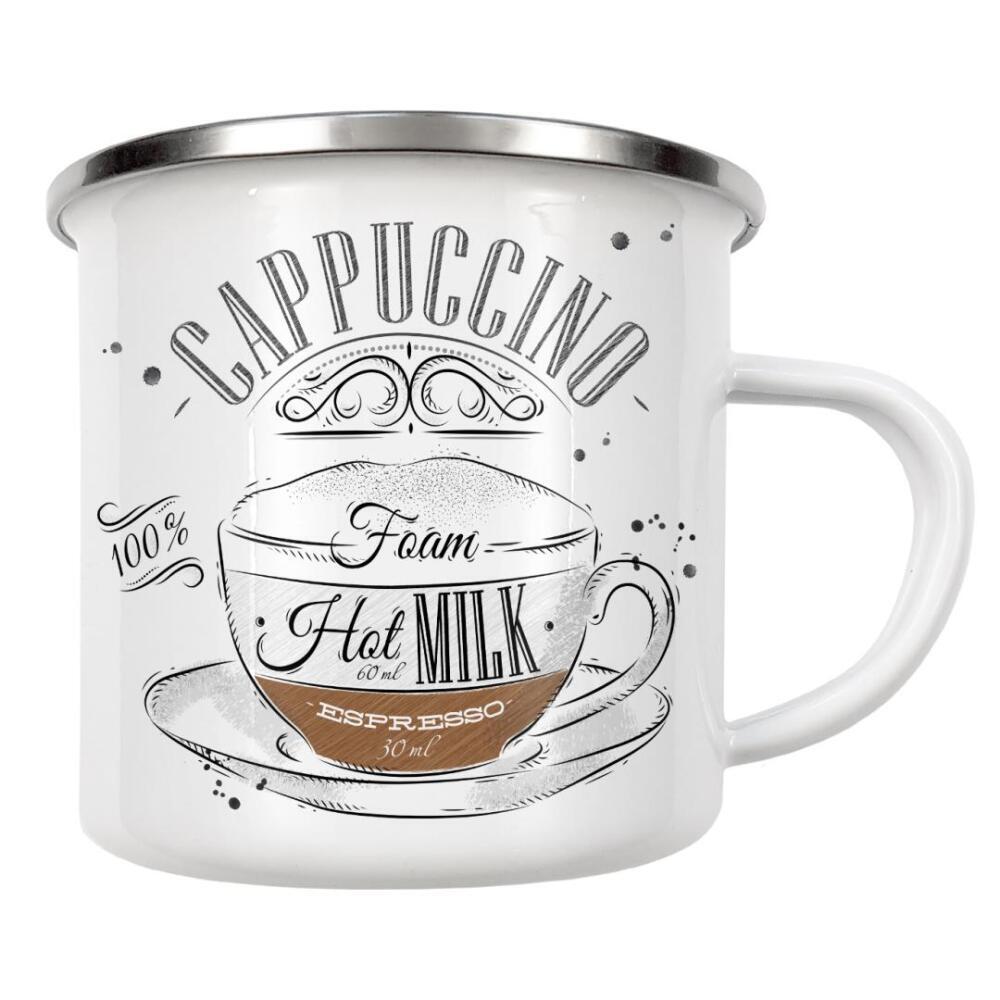 Emaille Tasse "Coffee cappuccino wood" artboxONE - Essen & Trinken