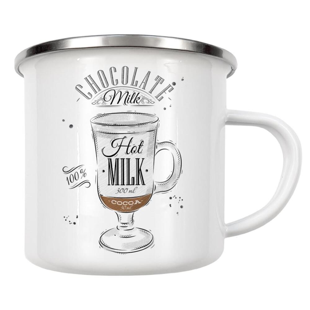 Emaille Tasse "Coffee chocolate milk wood" artboxONE - Essen & Trinken,Schwarzweiß