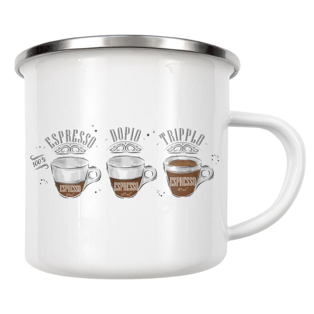 Emaille Tasse "Coffee espresso, doppio wood" artboxONE - Essen & Trinken