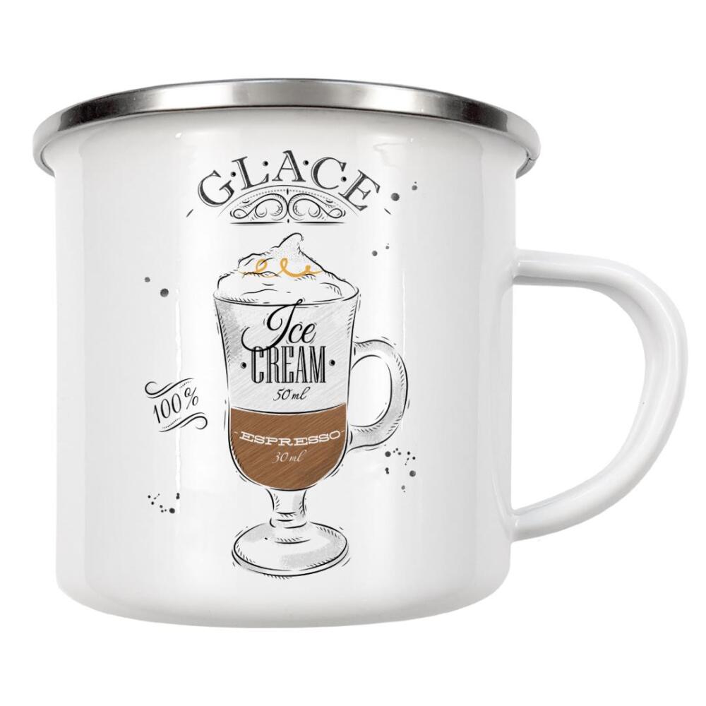 Emaille Tasse "Coffee glace wood" artboxONE - Essen & Trinken,Schwarzweiß - Coffee,Cafe,Caffeine,Espresso