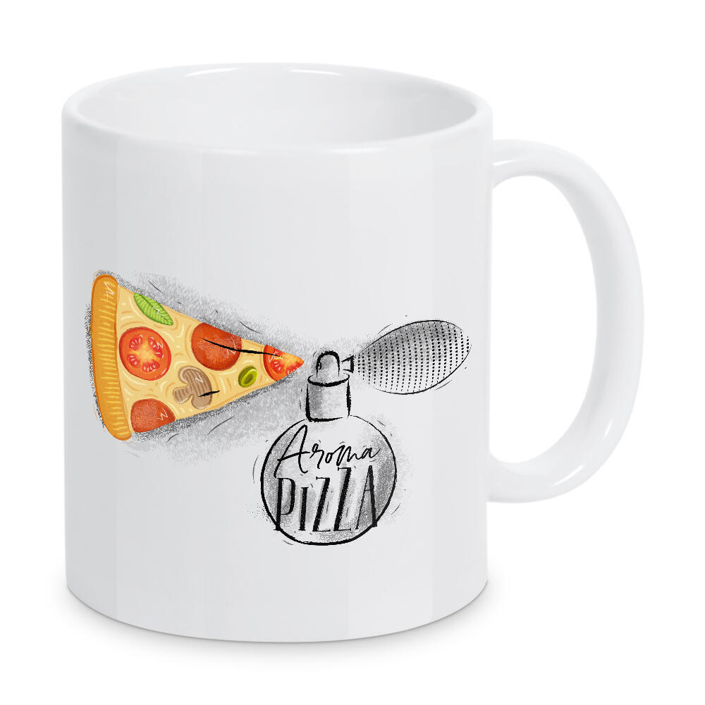 Tasse "Aroma pizza paper" artboxONE - Essen & Trinken - Pizza,Christmas,Food,Holiday,New,Year,Parfum,Aroma,Delicious,Vintage,Retro