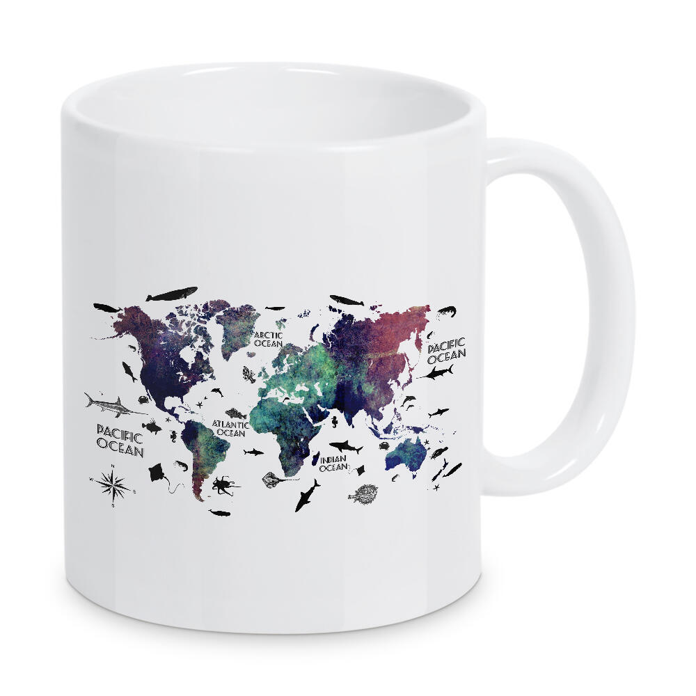 Tasse "Bunte Weltkarte" artboxONE - Reise,Kartografie - World map,Weltkarte,Farben