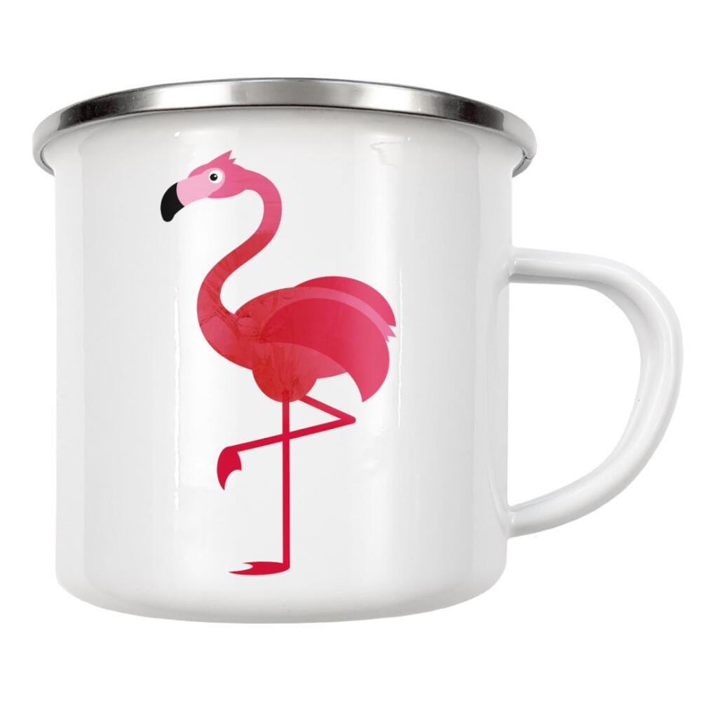 Emaille Tasse "Coral Flamingo" artboxONE - Für Kinder,Tiere,Comic - Korallenrot,Living coral,Vogel
