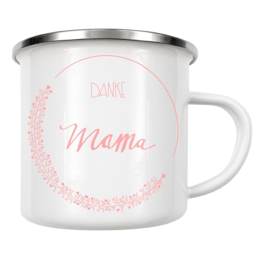 Emaille Tasse "Danke Mama Danke" artboxONE - Typografie,Liebe - Mama,Beste mutter,Danke mama,Geschenk muttertag,Muttertag,Liebe