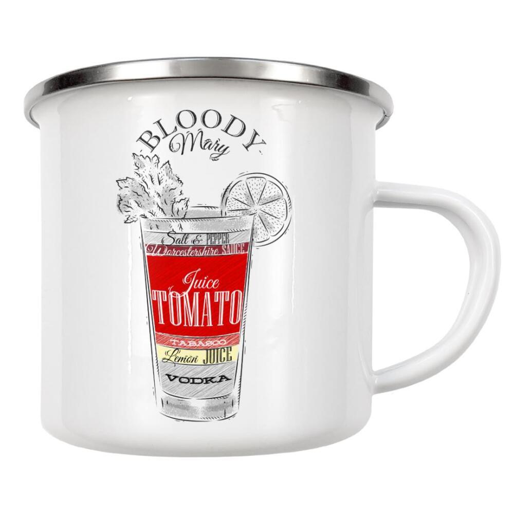 Emaille Tasse "Bloody mary cocktail wood" artboxONE - Essen & Trinken / Alkohol
