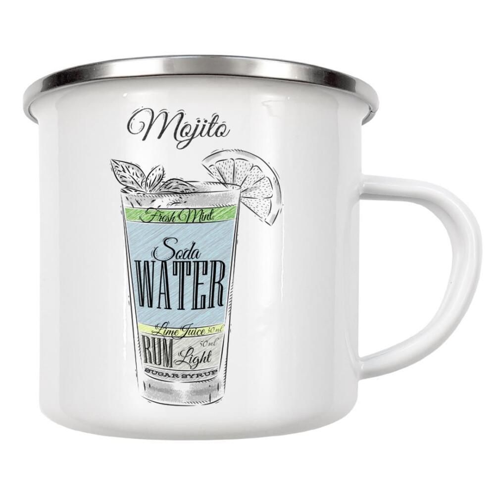 Emaille Tasse "Mojito cocktail wood" artboxONE - Essen & Trinken / Alkohol - Cocktail,Glass,Alcohol,Illustration,Mojito