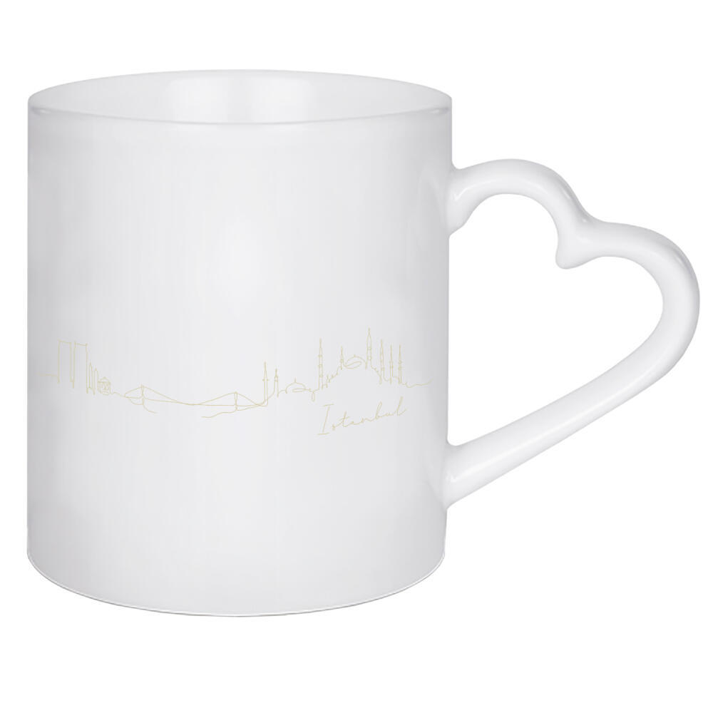 Herztasse "Pen line silhouette Istanbul blue" artboxONE - Städte,Städte / Istanbul