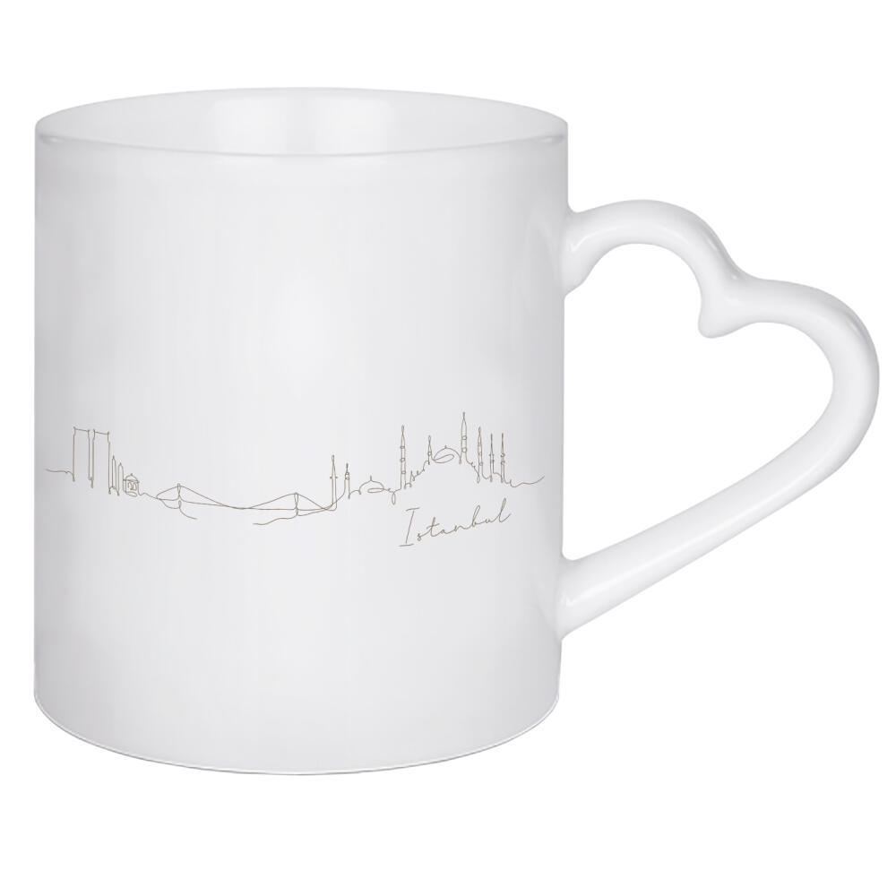 Herztasse "Pen line silhouette Istanbul beige" artboxONE - Städte,Städte / Istanbul