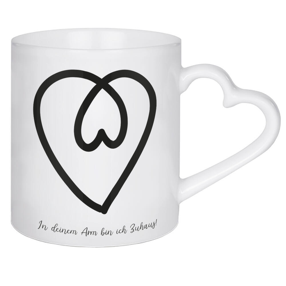 Herztasse "In deinem Arm bin ich Zuhaus" artboxONE - Typografie,Schwarzweiß,Liebe