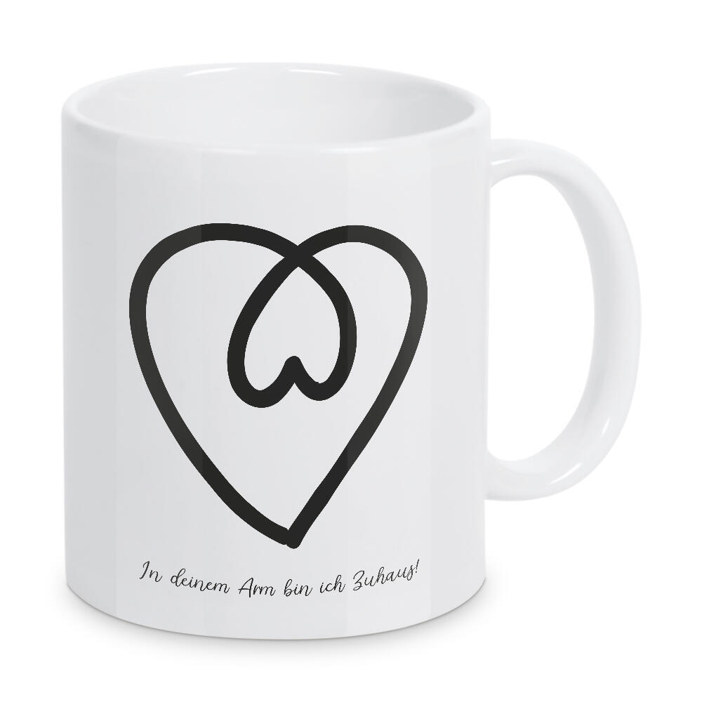 Tasse "In deinem Arm bin ich Zuhaus" artboxONE - Typografie,Schwarzweiß,Liebe