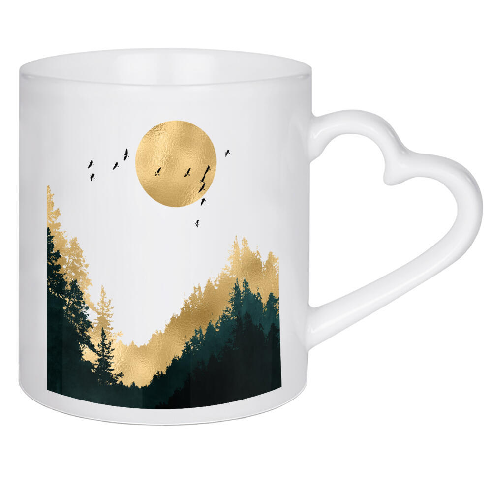 Herztasse "Wald Gold abstrakt" artboxONE - Geometrie