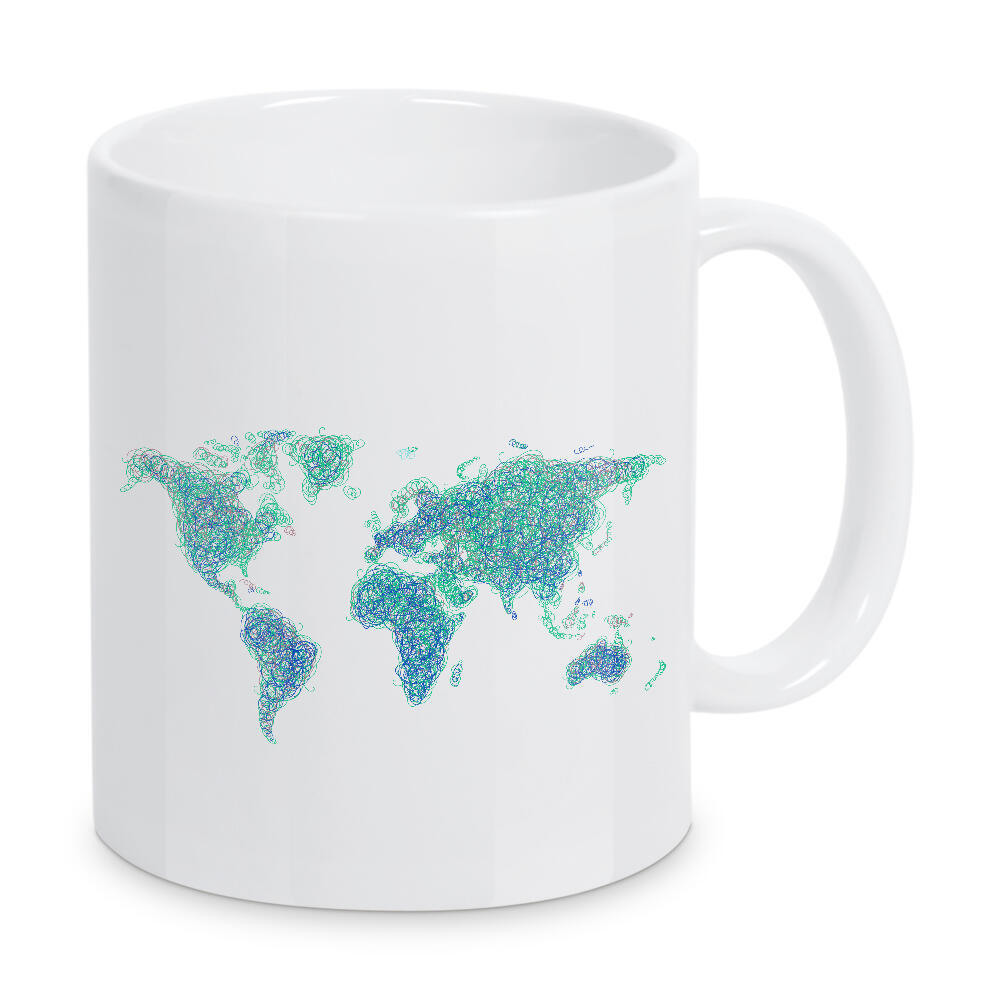 Tasse "World map tangle line blue dark" artboxONE - Reise,Kartografie