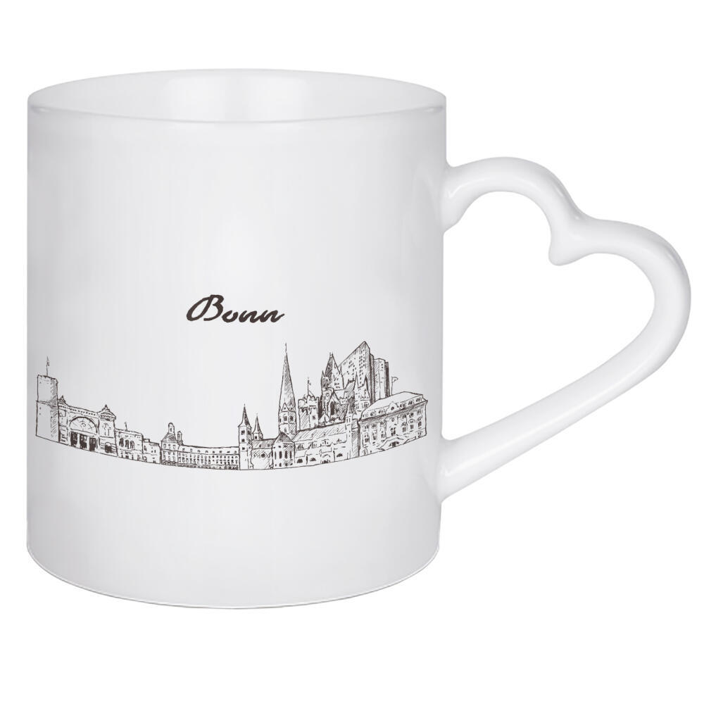 Herztasse "Bonn hand drawn skyline" artboxONE - Städte,Reise