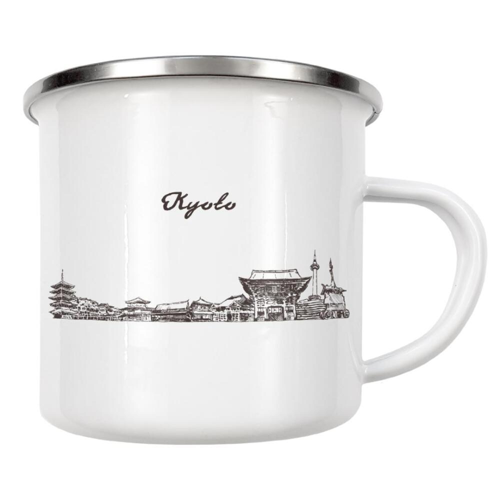 Emaille Tasse "Kyoto hand drawn skyline" artboxONE - Städte,Reise,Reise / Asien