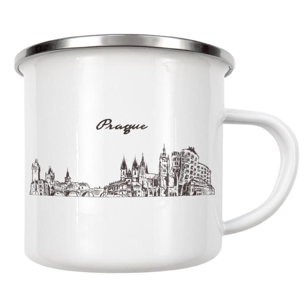 Emaille Tasse "Prague hand drawn skyline" artboxONE - Städte,Reise,Architektur,Städte / Prag