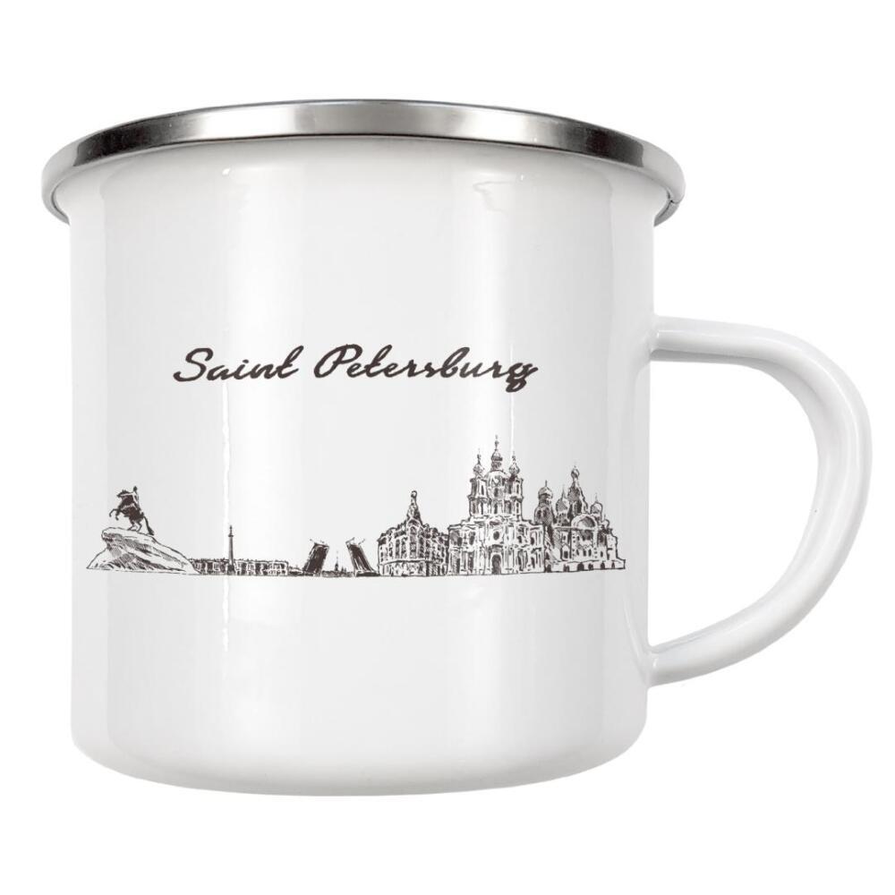 Emaille Tasse "St Petersburg hand drawn skyline" artboxONE - Städte / Sankt Petersburg