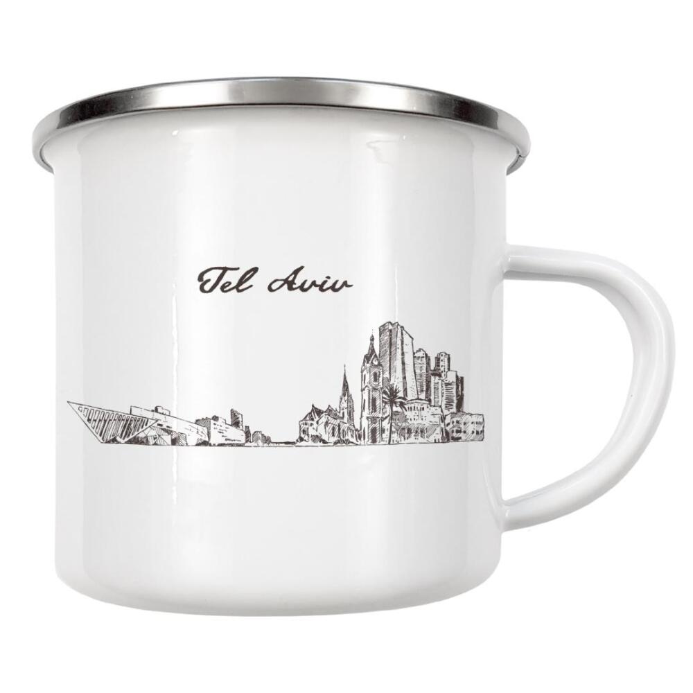 Emaille Tasse "Tel Aviv hand drawn skyline" artboxONE - Städte,Reise