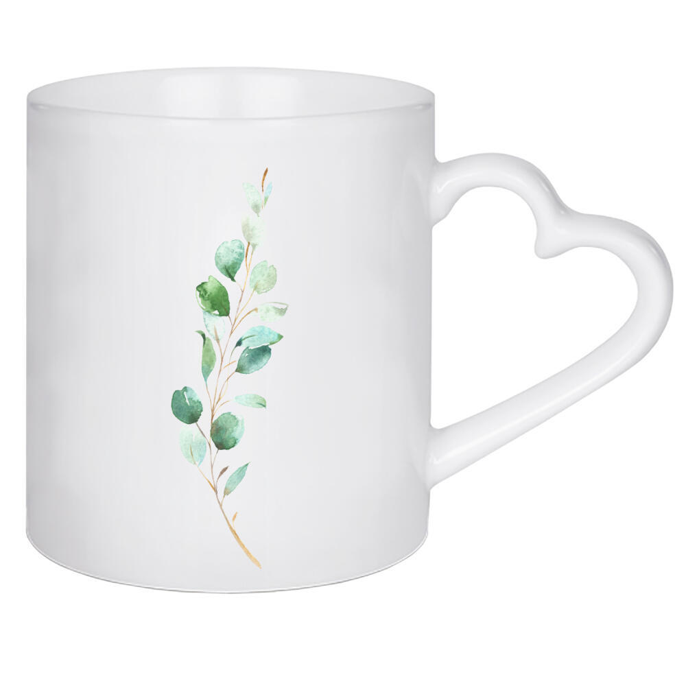 Herztasse "Eucalyptus No.4 Watercolor" artboxONE - Floral - Eukalyptus,Zweig,Pflanze,Wasserfarbe,Aquarel