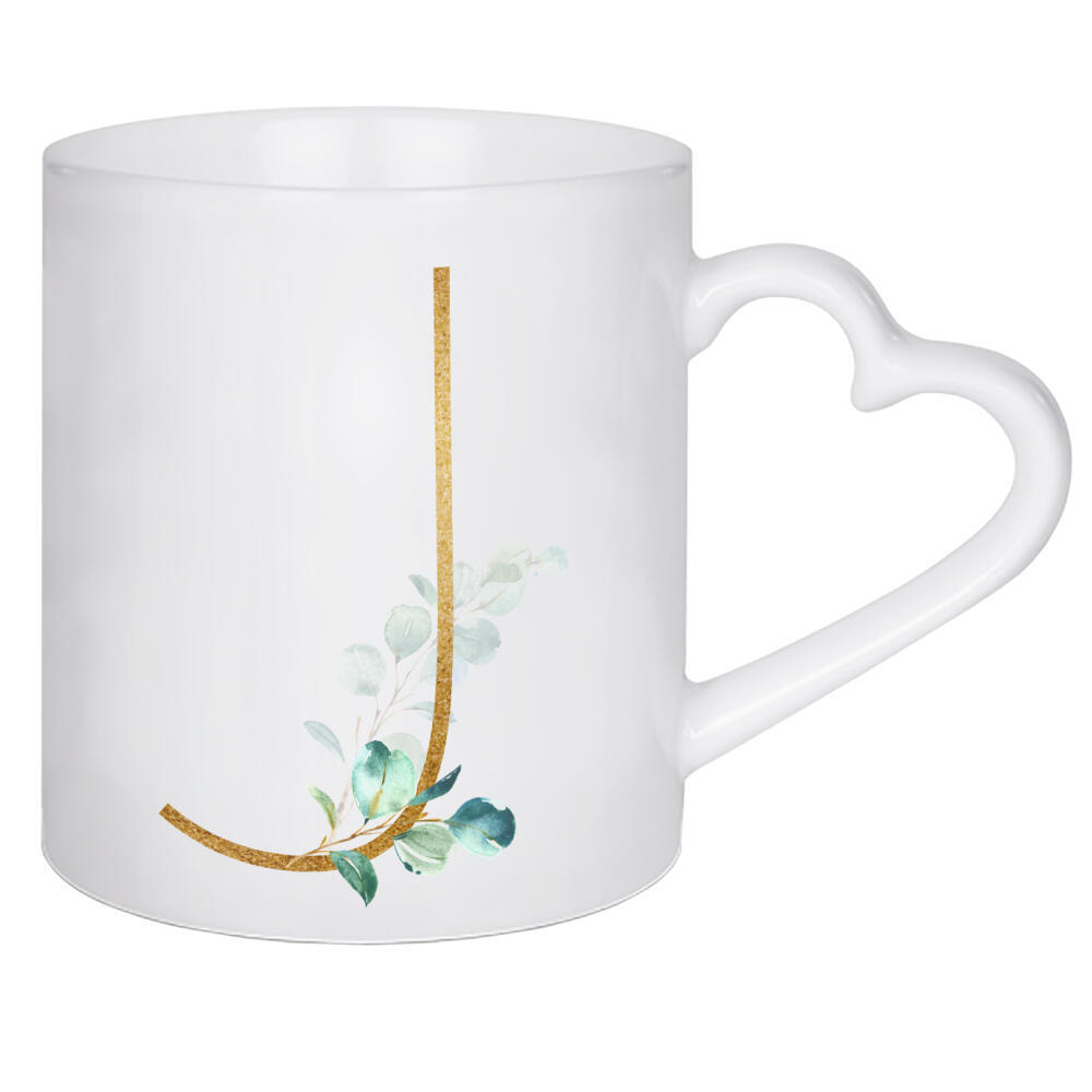 Herztasse "Eucalyptus Alphabet - J" artboxONE - Buchstaben / J - Eucalyptus-alphabet,Buchstabe-j,Abc,J,Buchstabe,Eukalyptus,Alphabet