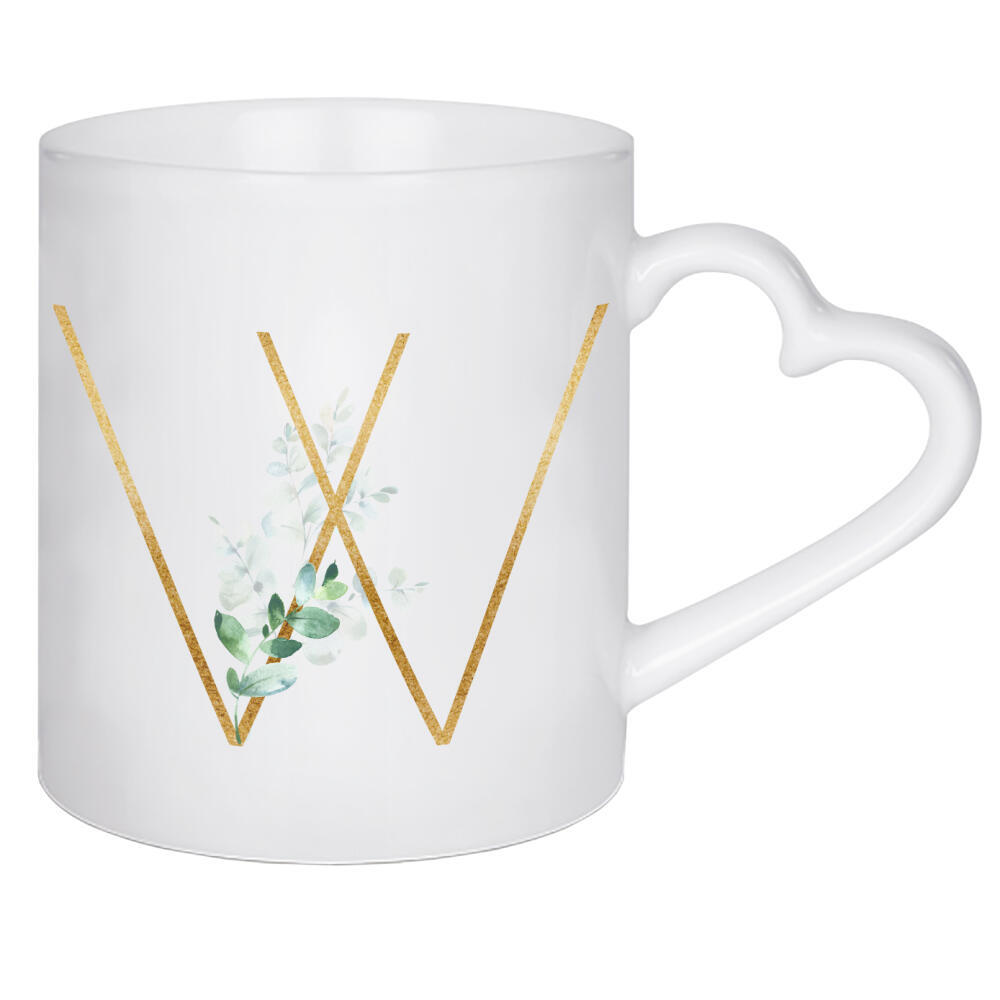 Herztasse "Eucalyptus Alphabet - W" artboxONE - Buchstaben / W - Eucalyptus-alphabet,Buchstabe-w,Abc,W,Buchstabe,Eukalyptus,Alphabet