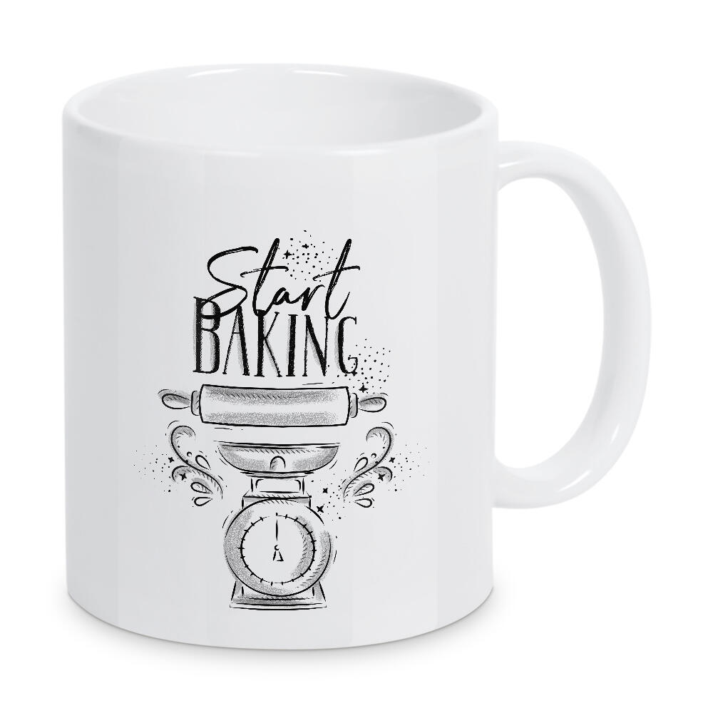 Tasse "Start baking" artboxONE - Typografie,Essen & Trinken