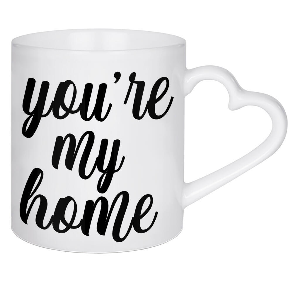 Herztasse "You ́re my home" artboxONE - Typografie,Schwarzweiß,Liebe,Für Mama - Home,Liebe,Mama,Familie,Papa,Muttertag,Vatertag