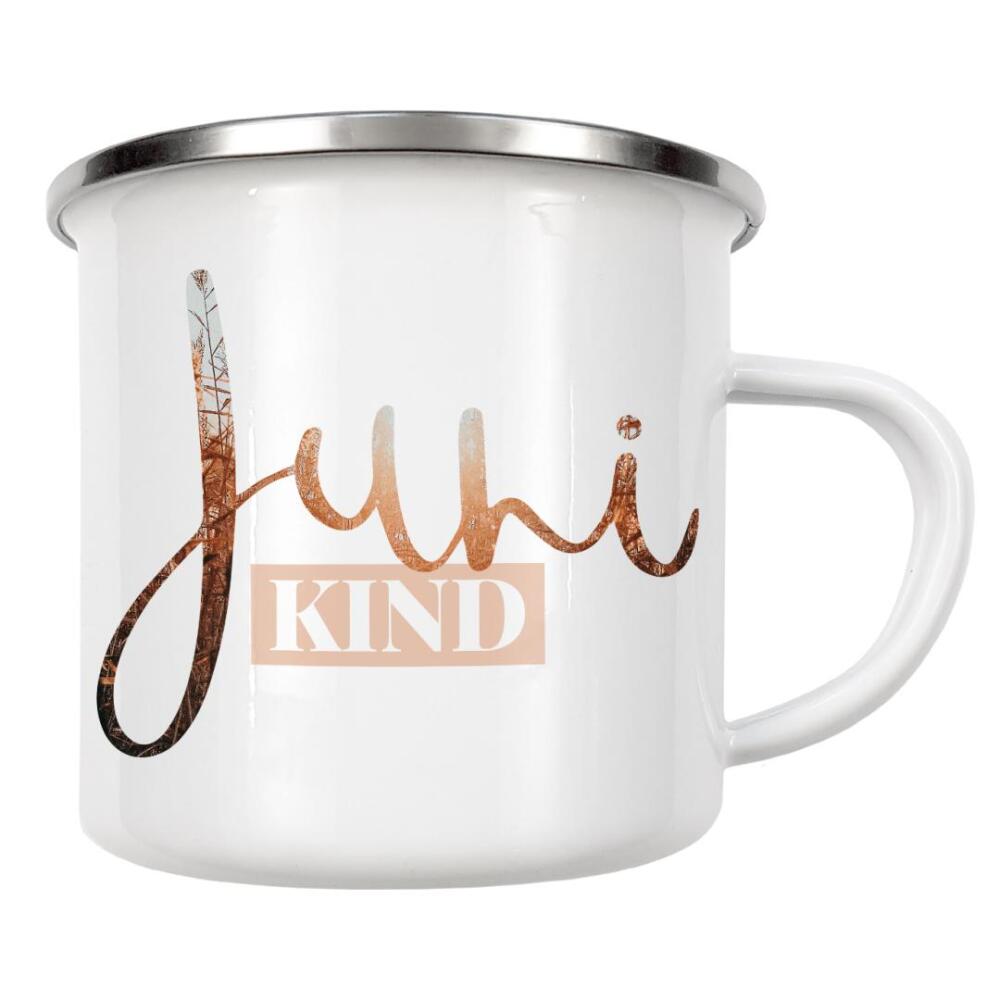 Emaille Tasse "Junikind" artboxONE - Typografie - Juni,Monat,Junikind,Monatsposter,Geburtsmonat,Geburtstag,Kinderzimmer,Kinderzimmerprint