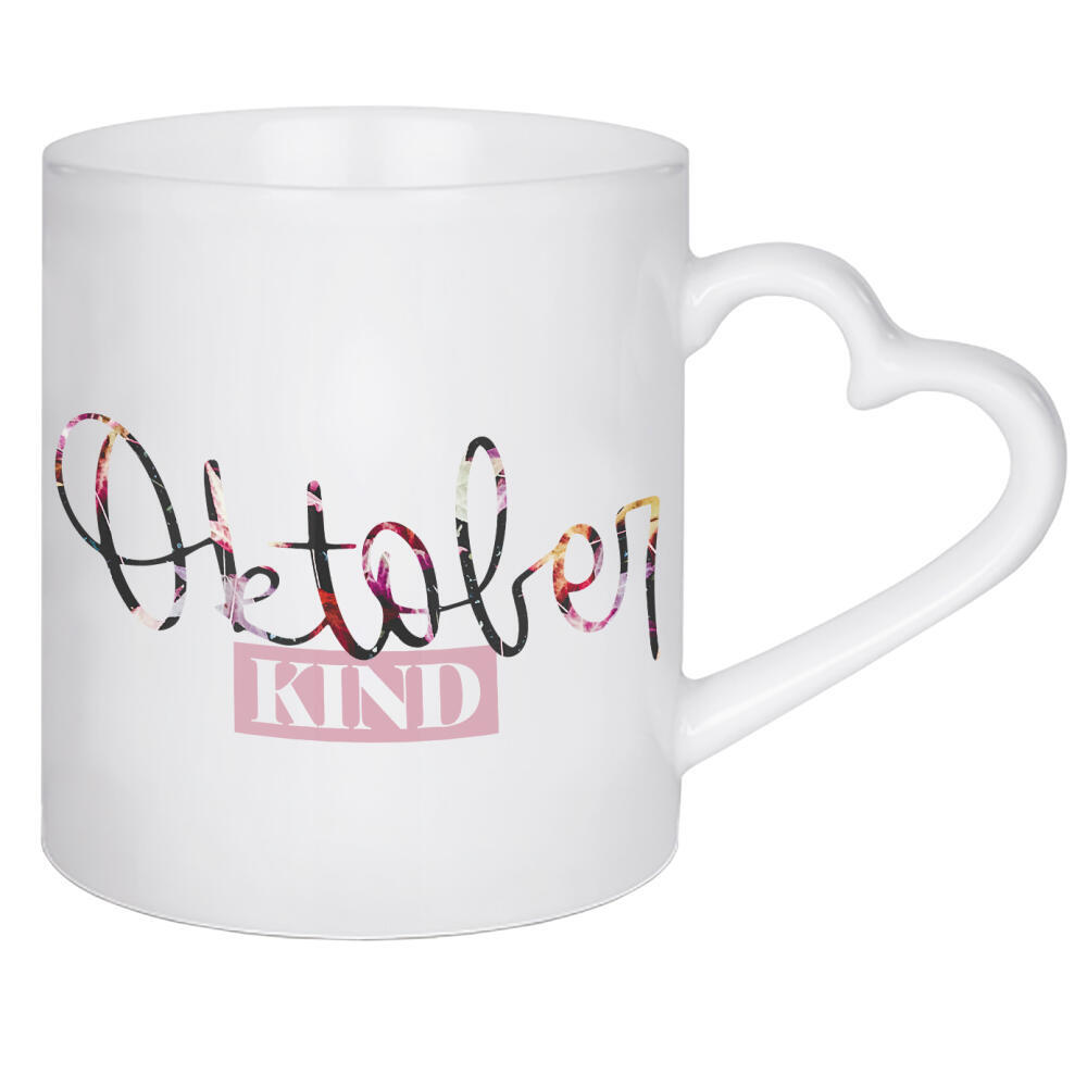 Herztasse "Oktoberkind" artboxONE - Typografie,Für Kinder