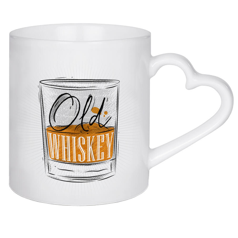 Herztasse "Old Whiskey Paper" artboxONE - Essen & Trinken / Alkohol - Whiskey,Bourbon,Alcohol,Drink,Aged,Vintage,Old,Design,Retro,Scotch,Bottle