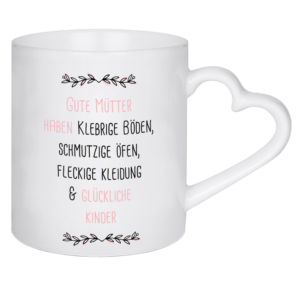 Herztasse "Gute Mütter Quote" artboxONE - Typografie,Schwarzweiß,Für Mama