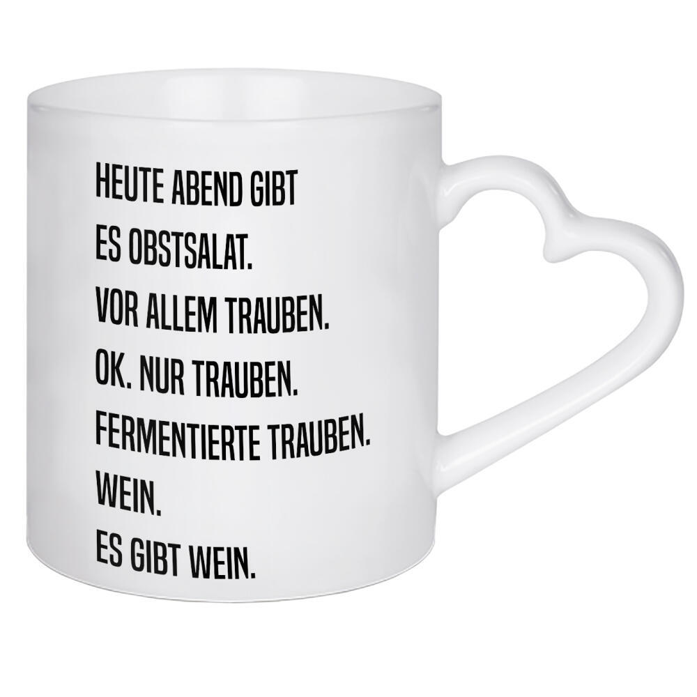 Herztasse "Obstsalat" artboxONE - Typografie,Schwarzweiß,Essen & Trinken / Alkohol