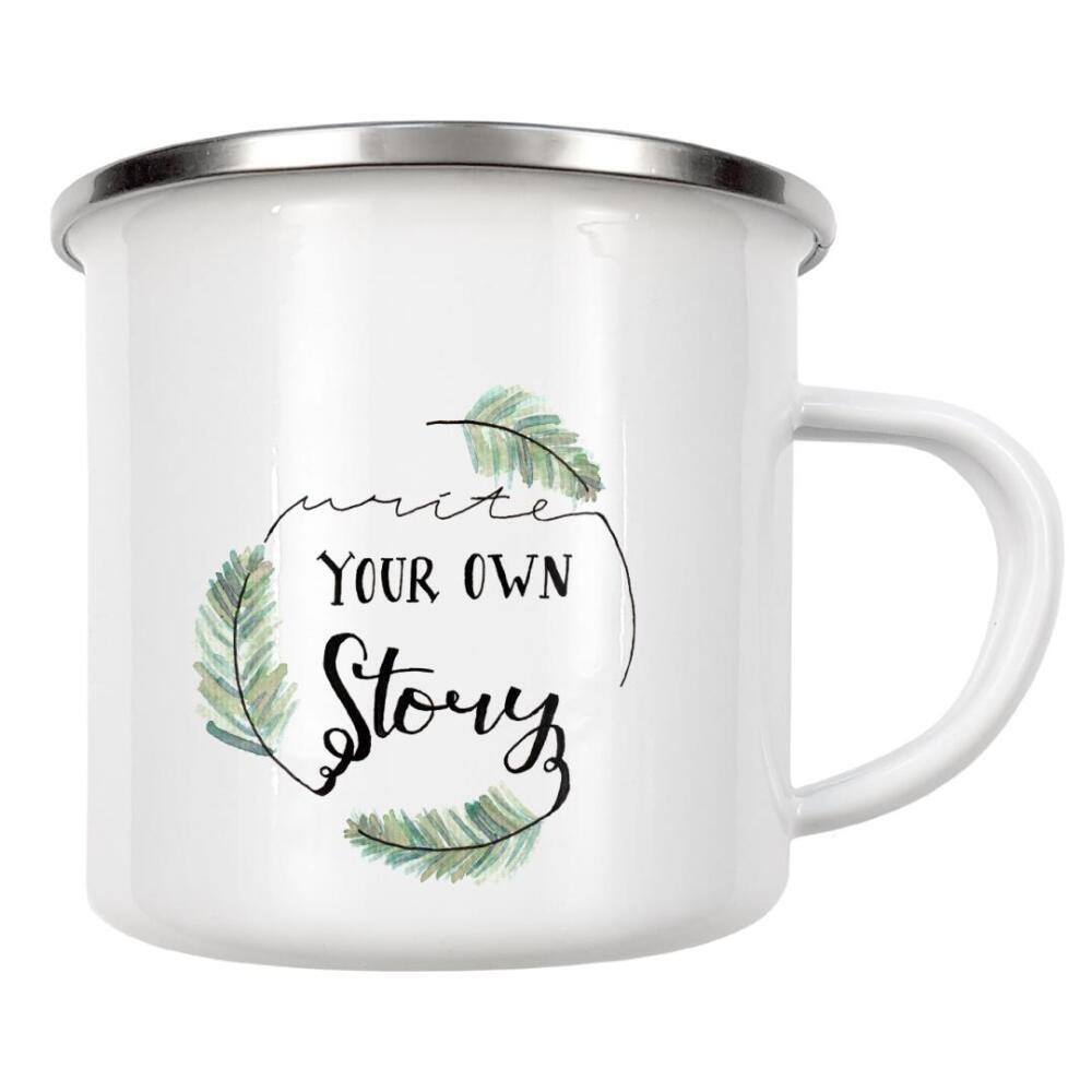 Emaille Tasse "Write your own story" artboxONE - Typografie,Natur