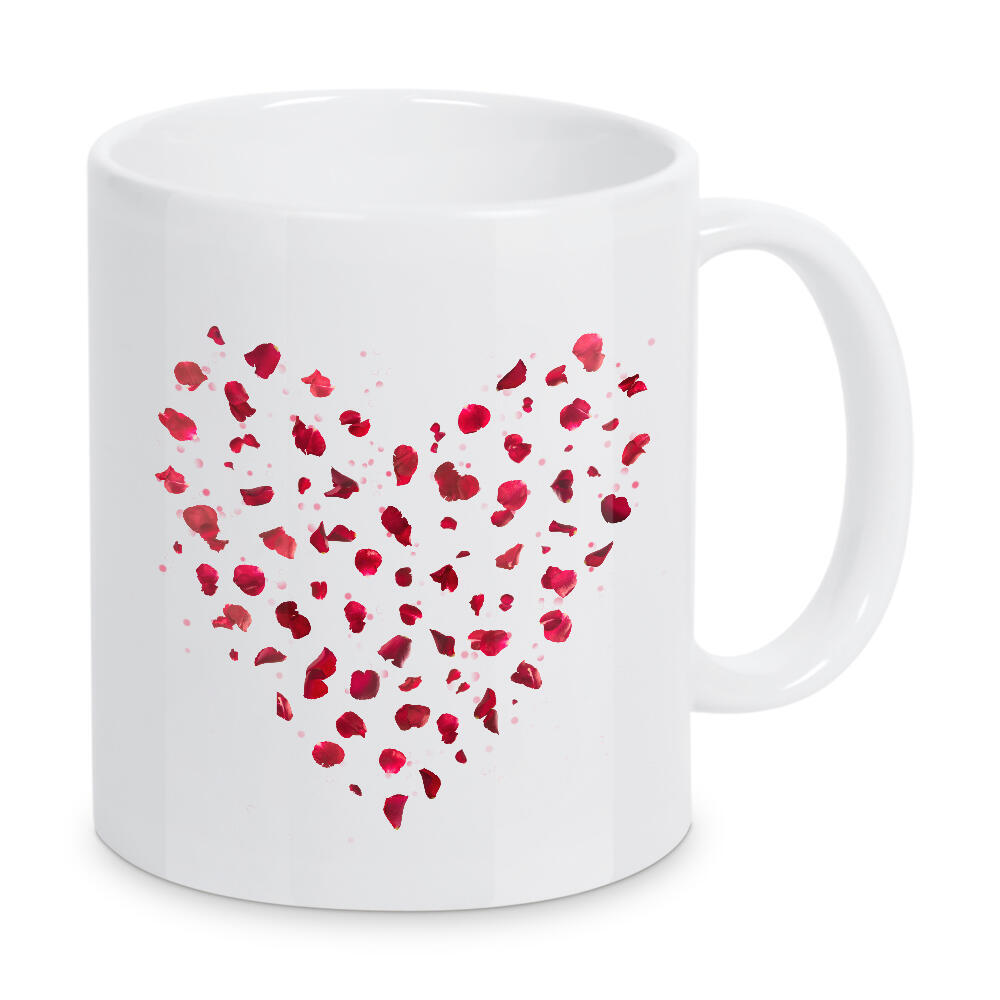 Tasse "Rose Petals Heart Shape" artboxONE - Liebe - Valentinstag,Herz,Liebe,Blumenblätter,Romantisch,Rose,Herzform,Valentinsgruß,Zerstreut