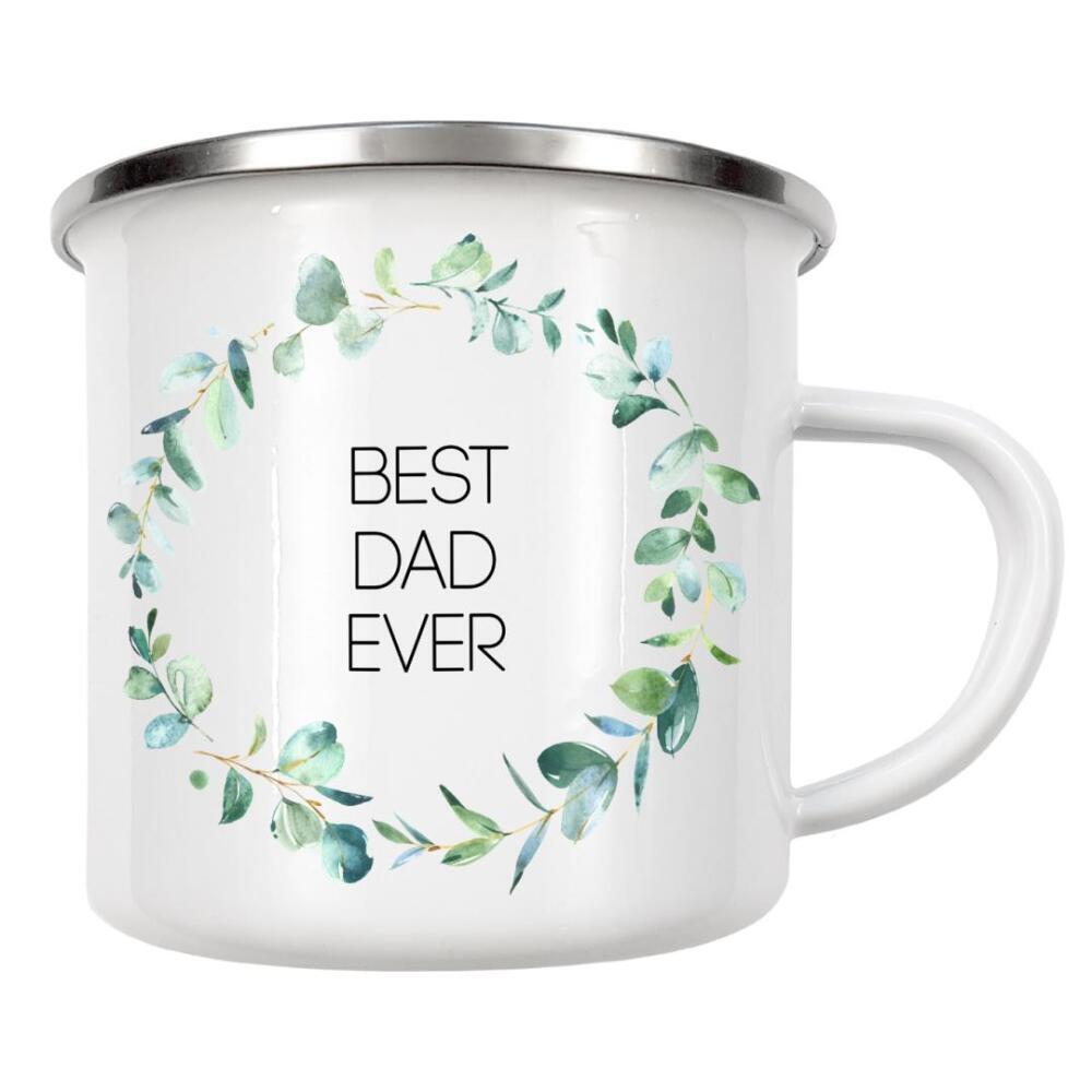 Emaille Tasse "Best Dad Ever" artboxONE - Schwarzweiß,Für Papa - Fathers day,Father,Dad,Love,Fathers day gift,Wallart for fathers