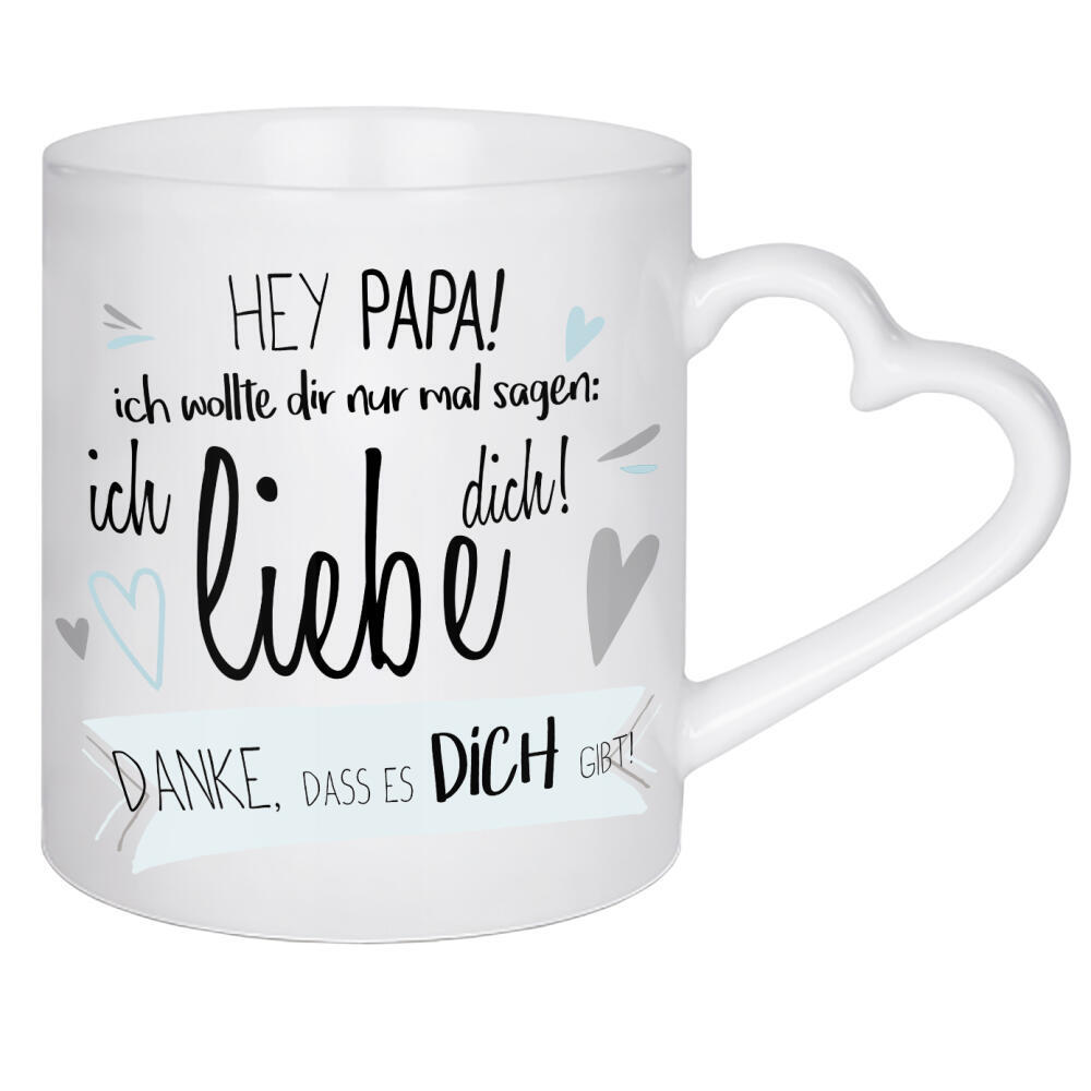 Herztasse "Hey Du Papa" artboxONE - Schwarzweiß,Für Papa - Vatertag,Fathers day,Vater,Papa,Dad,Daddy,Papi,Vaterstagsgeschenk,Geschenk zum vatertag