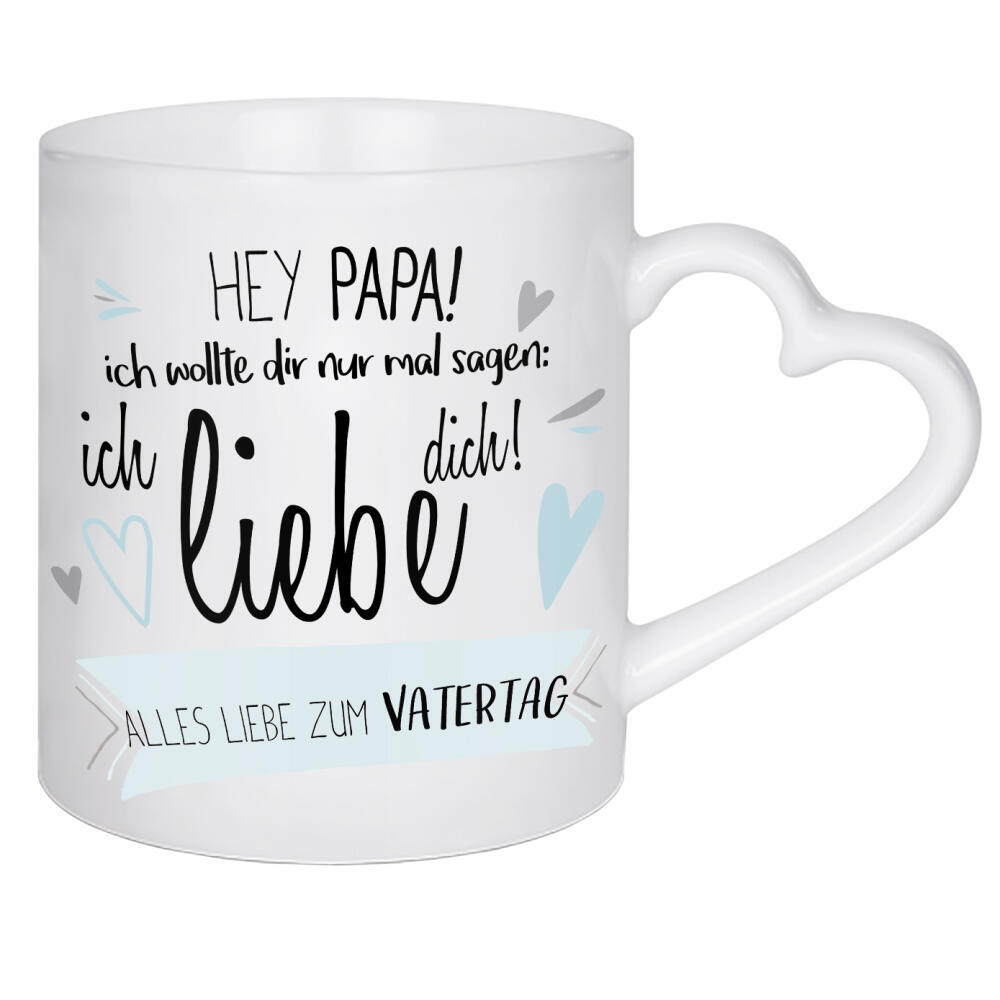 Herztasse "Hey Du Vatertag" artboxONE - Schwarzweiß,Für Papa - Vatertag,Papa,Daddy,Papi,Vatertagsgeschenke,Vati,Geschenk