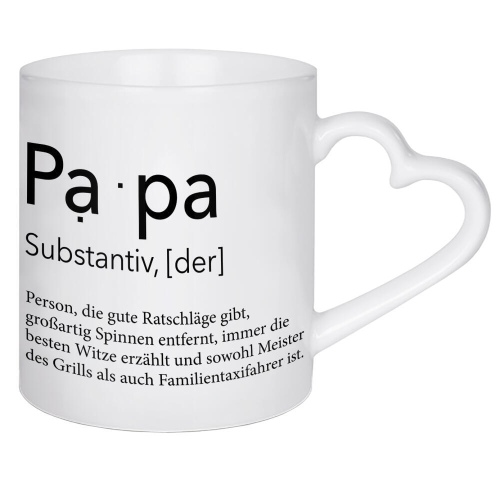 Herztasse "Definition Papa Ratschläge" artboxONE - Schwarzweiß,Für Papa - Vatertag,Papa,Papi,Daddy,Dad,Geschenk zum vatertag
