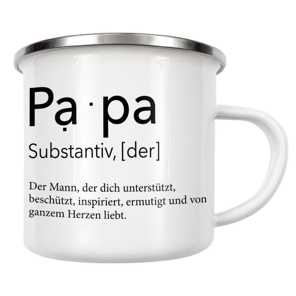 Emaille Tasse "Definition Papa Inspiration" artboxONE - Schwarzweiß,Für Papa - Vatertag,Papa,Papi,Geschenk zum vatertag,Dad,Daddy