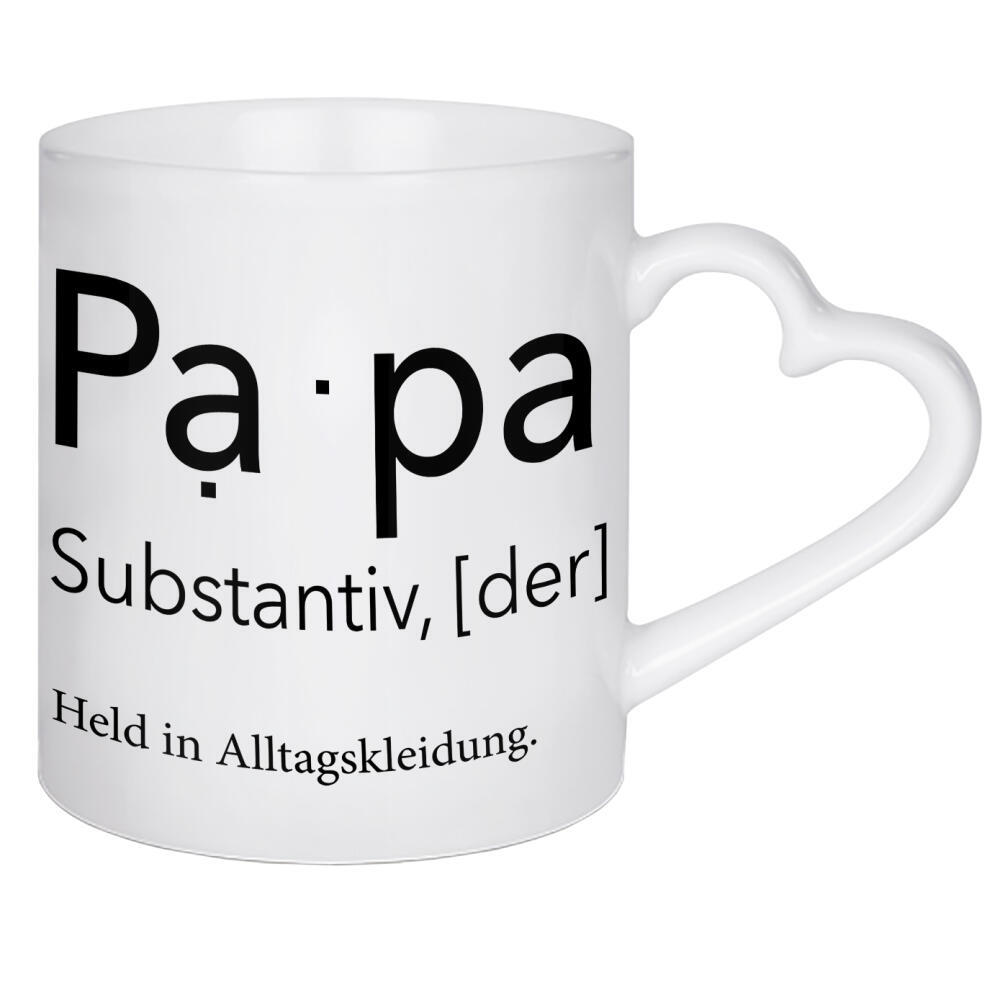 Herztasse "Definition Papa Held" artboxONE - Schwarzweiß,Für Papa - Vatertag,Papa,Geschenk zum vatertag,Papi,Dad,Daddy,Vati,Vatertags geschenk