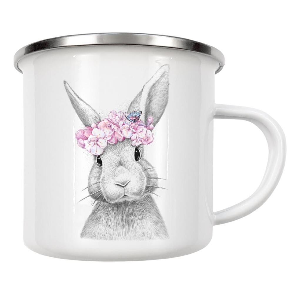 Emaille Tasse "Spring bunny" artboxONE - Für Kinder,Tiere
