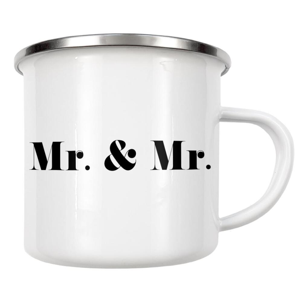 Emaille Tasse "Mr. & Mr" artboxONE - Typografie,Schwarzweiß,Liebe