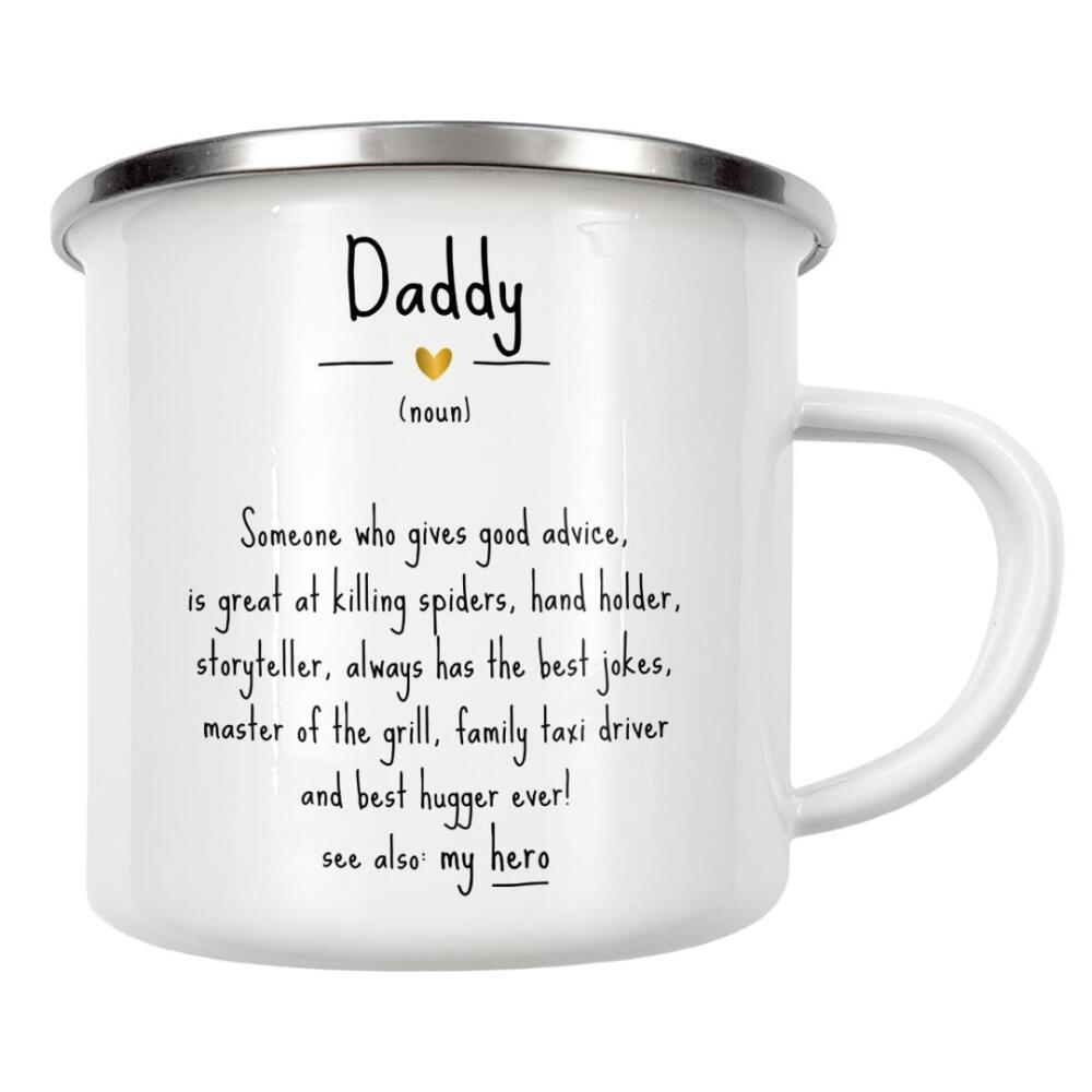 Emaille Tasse "Daddy | Definition" artboxONE - Typografie,Schwarzweiß,Für Papa