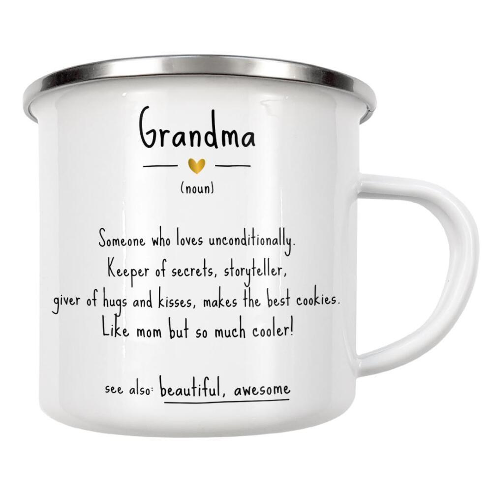 Emaille Tasse "Grandma | Definition" artboxONE - Typografie,Schwarzweiß,Für Mama
