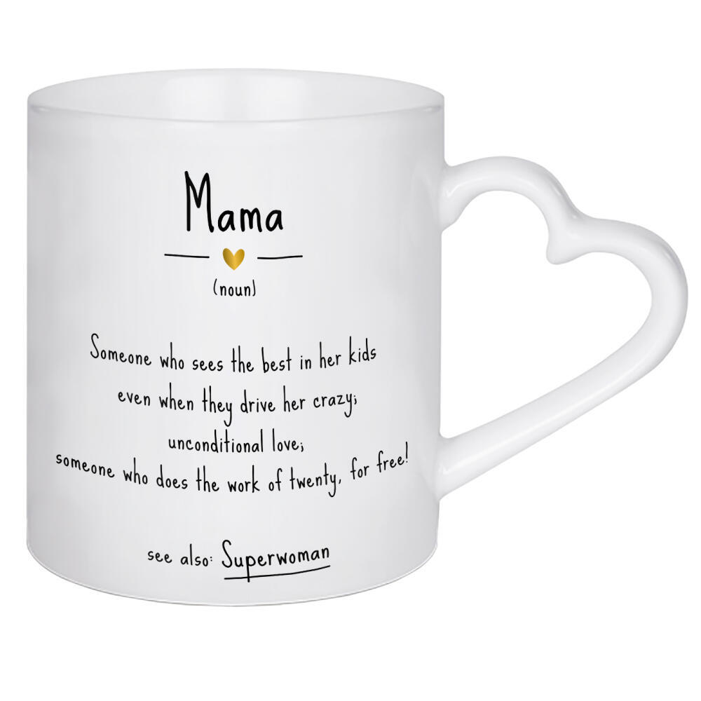 Herztasse "Mama | Definition" artboxONE - Typografie,Menschen,Schwarzweiß,Liebe,Für Mama