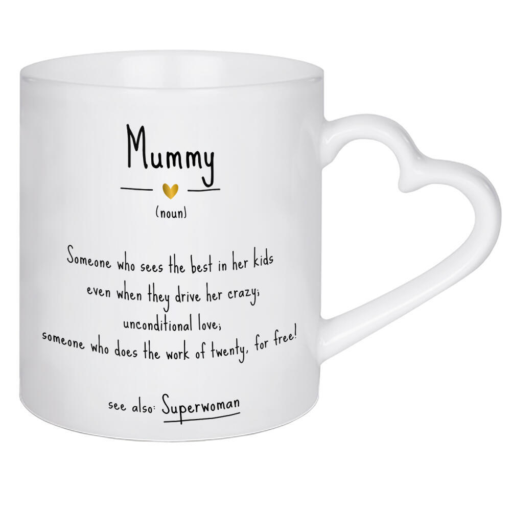 Herztasse "Mummy | Definition" artboxONE - Typografie,Schwarzweiß,Für Mama