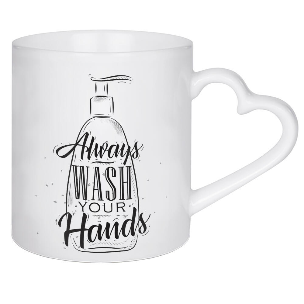 Herztasse "Soap dispenser graphic" artboxONE - Typografie,Schwarzweiß