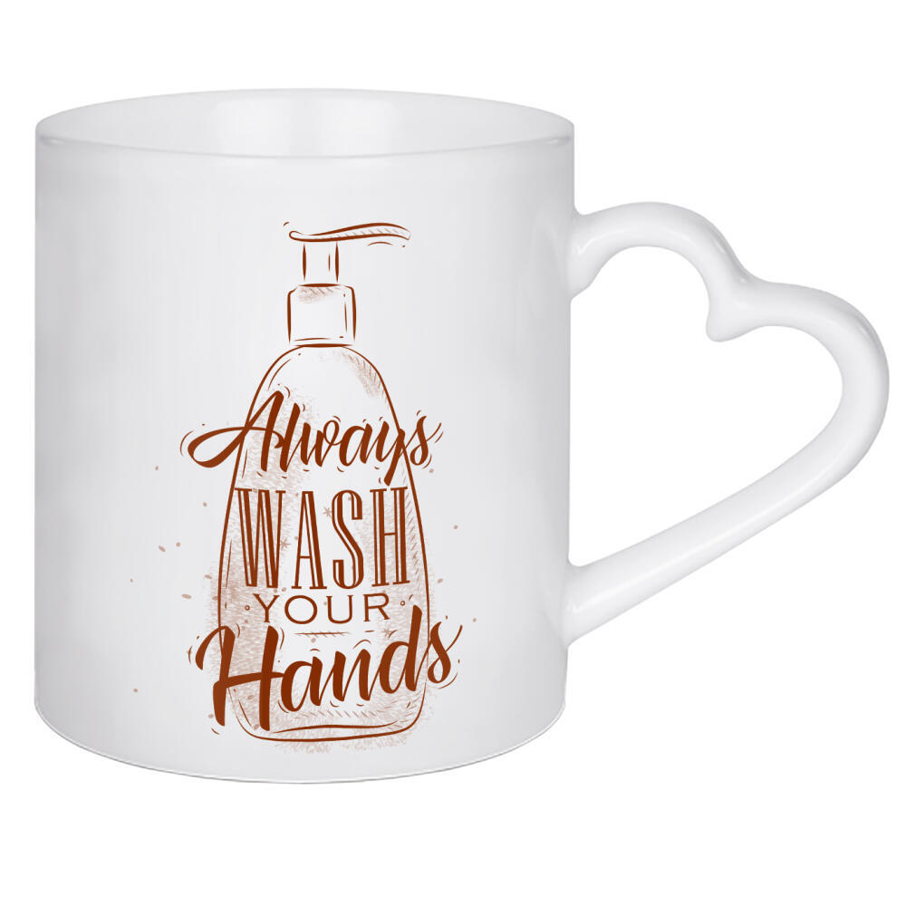 Herztasse "Soap Dispenser" artboxONE - Typografie - Soap,Dispenser,Bottle,Care,Cream,Design,Illustration,Lettering,Graphic,Retro,Vintage,Craft