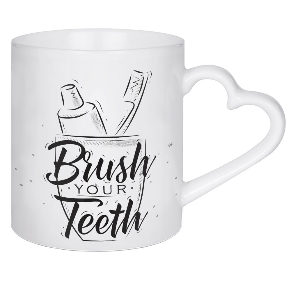 Herztasse "Toothpaste and brush graphics" artboxONE - Typografie,Schwarzweiß